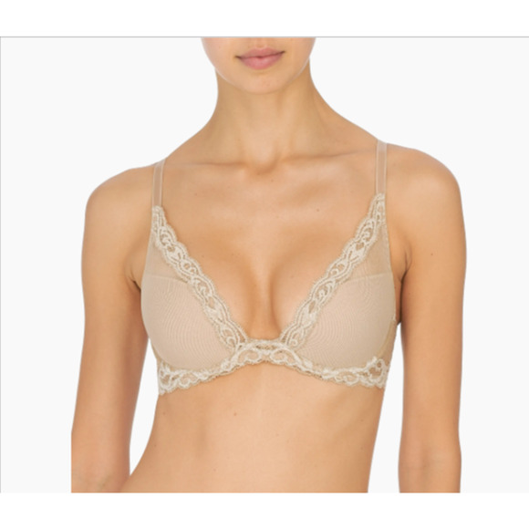 Natori Feathers Contour Plunge Bra Tan Size 32C - Picture 1 of 5